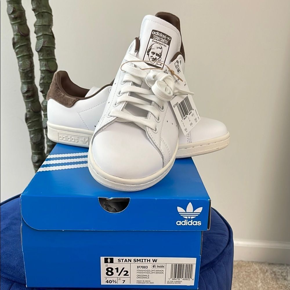 Adidas White and Brown Sneakers Classic Design